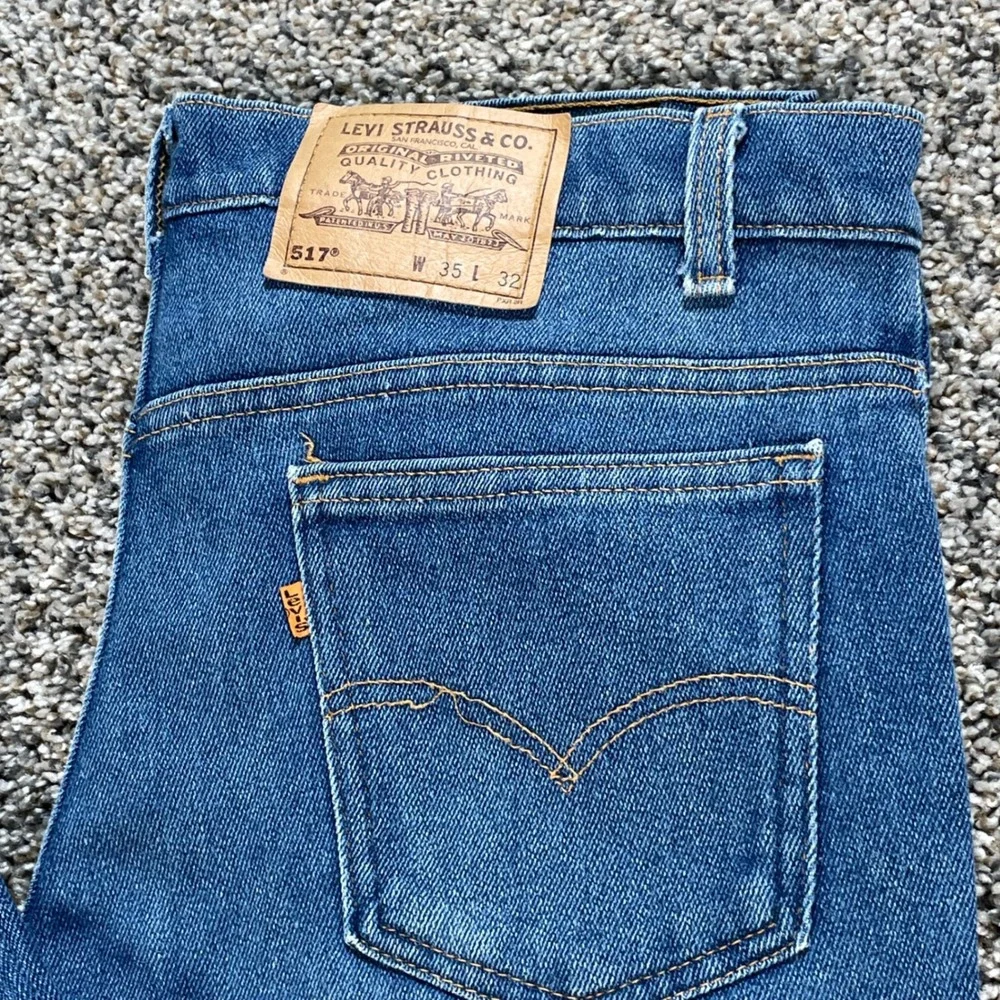 Vintage Levis 517 Orange Tab Men's 34x31 USA Made Bootcut Blue 00517-2017